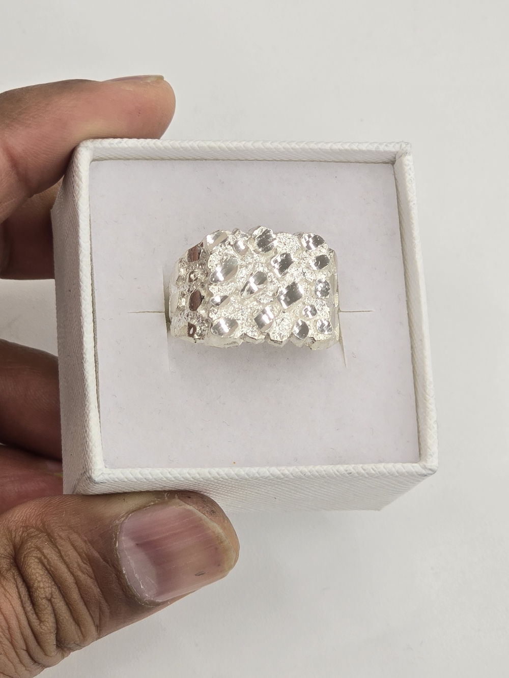 925 Sterling Silver Nugget Ring Size 10.5
